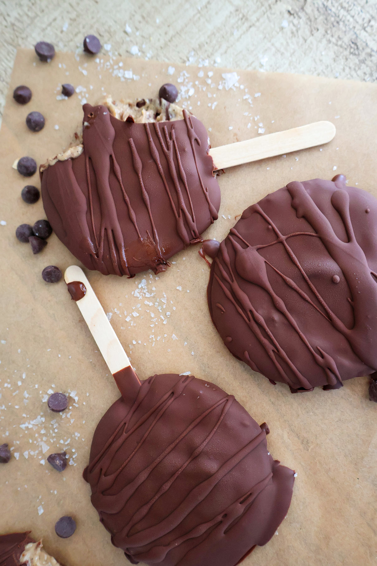 Overhead shot of cholate yogurt bars.