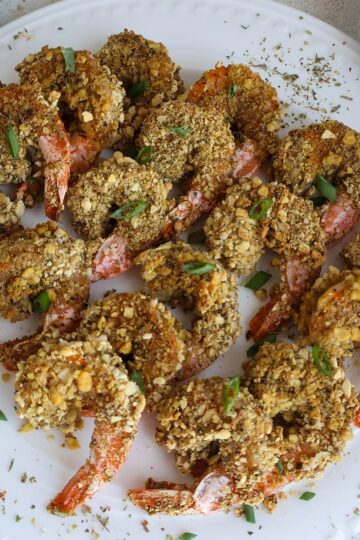 Plateful of air fried panko shrimp