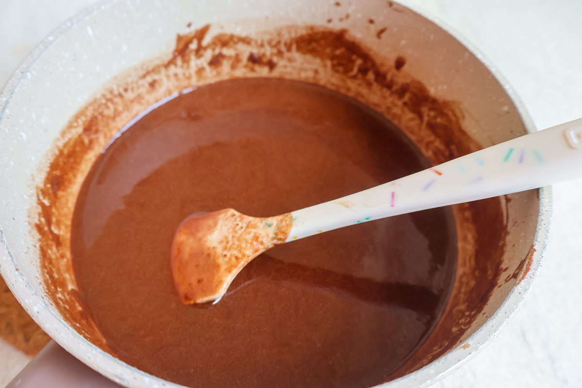 A bowlful of melted chocolate.
