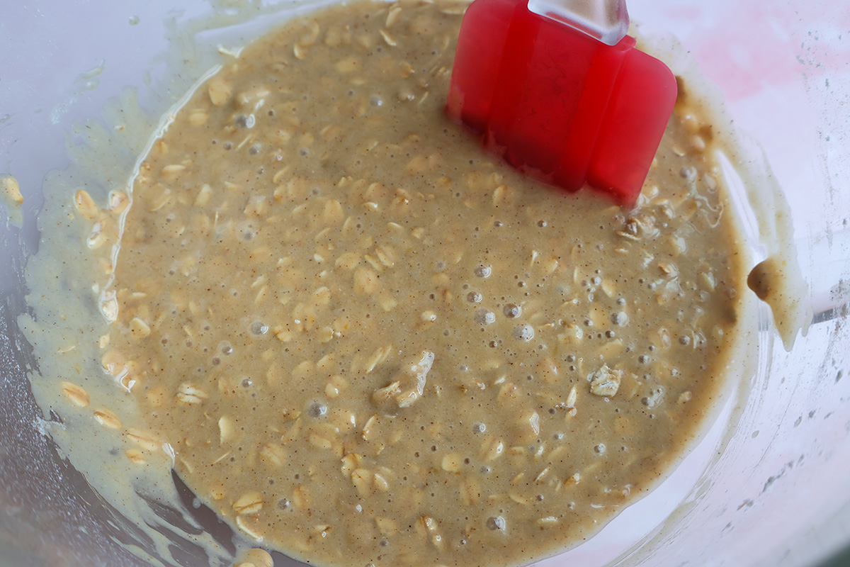 Blueberry muffin batter in a bowl.